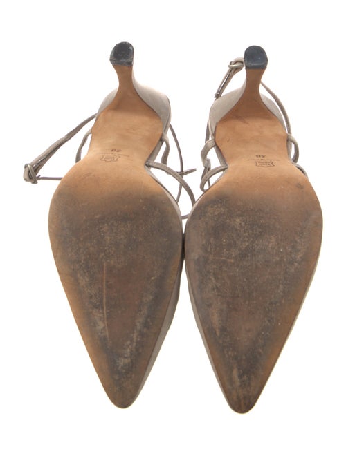 Manolo Blahnik Satin Cutout Accent T-Strap Pumps