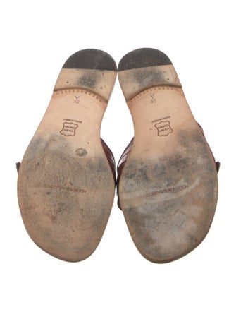 Manolo Blahnik Leather Animal Print Slides