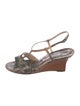 Manolo Blahnik Embossed Leather Animal Print T-Strap Sandals