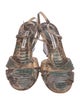 Manolo Blahnik Embossed Leather Animal Print T-Strap Sandals