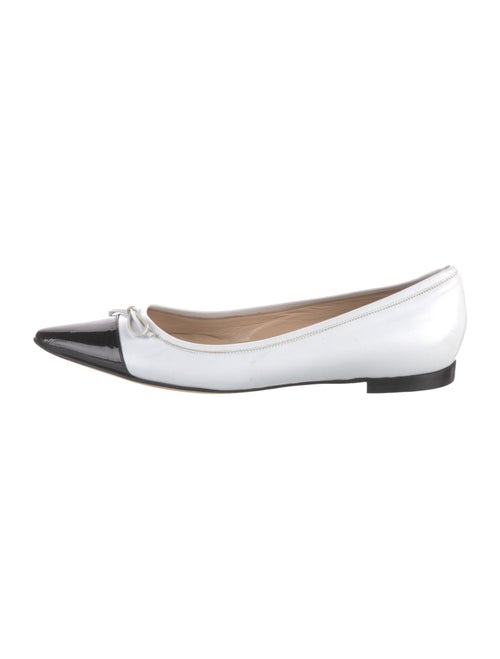 Manolo Blahnik Leather Bow Accents Ballet Flats