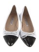 Manolo Blahnik Leather Bow Accents Ballet Flats
