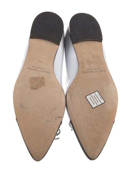 Manolo Blahnik Leather Bow Accents Ballet Flats
