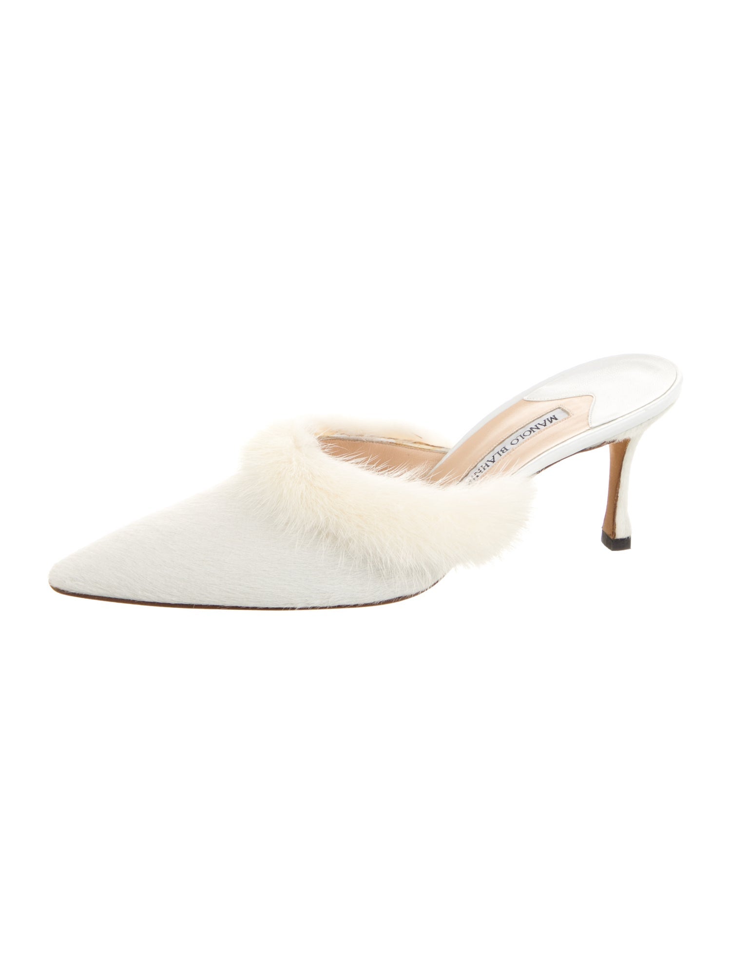 Manolo Blahnik Ponyhair Fur Trim Mules