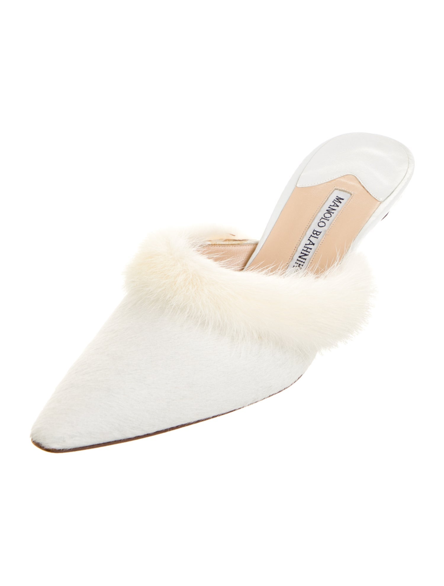 Manolo Blahnik Ponyhair Fur Trim Mules