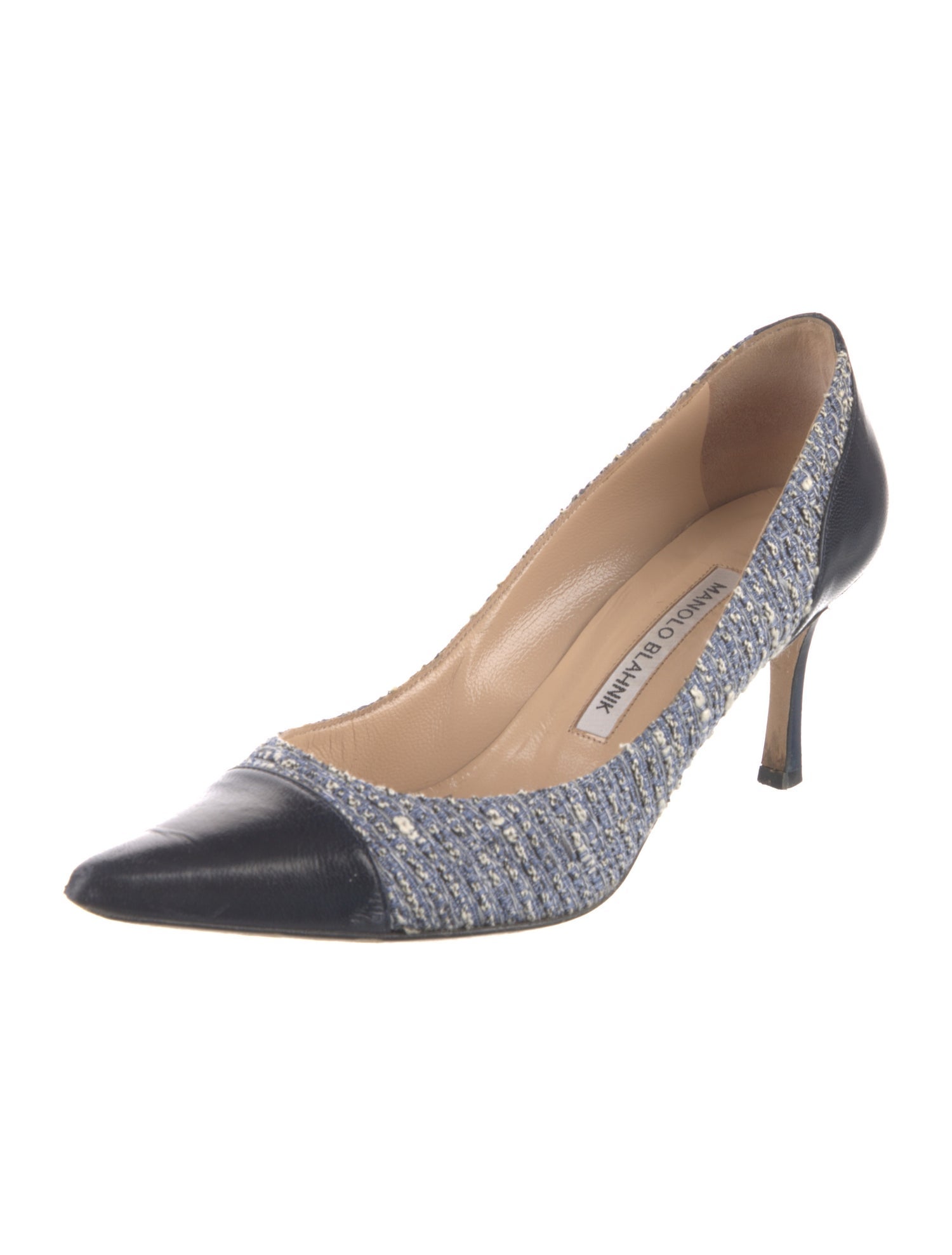 Manolo Blahnik Tweed Printed Pumps