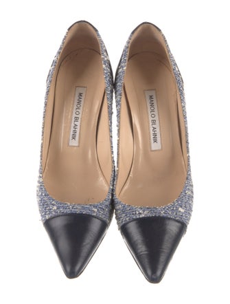 Manolo Blahnik Tweed Printed Pumps