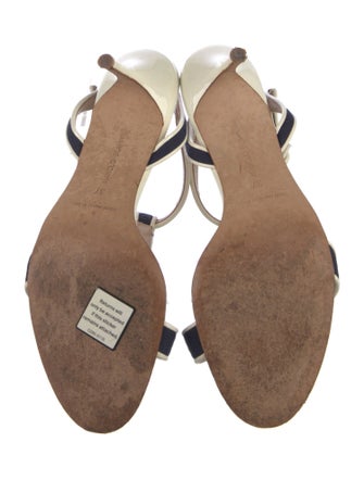 Manolo Blahnik Colorblock Pattern T-Strap Sandals