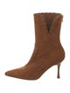 Manolo Blahnik Suede Whipstitch Trim Boots