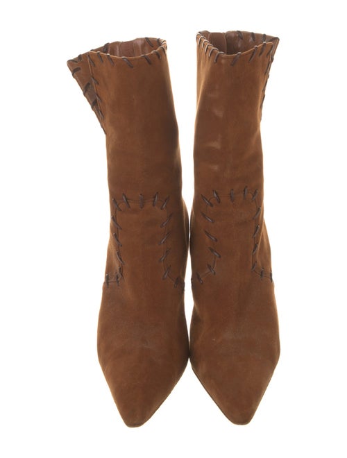 Manolo Blahnik Suede Whipstitch Trim Boots