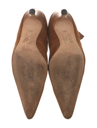 Manolo Blahnik Suede Whipstitch Trim Boots