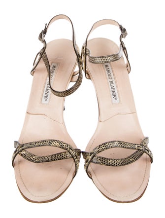 Manolo Blahnik Leather Animal Print Sandals