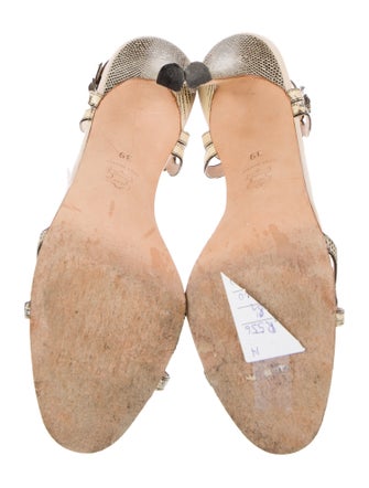 Manolo Blahnik Leather Animal Print Sandals