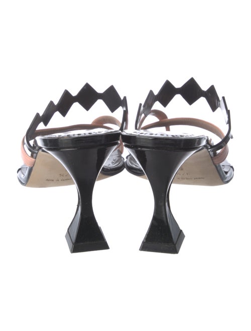 Manolo Blahnik Patent Leather Colorblock Pattern Slides