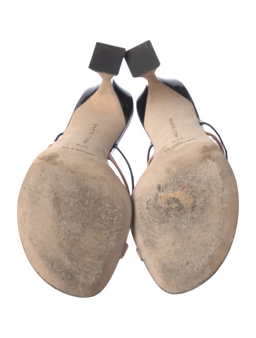 Manolo Blahnik Patent Leather Colorblock Pattern Slides