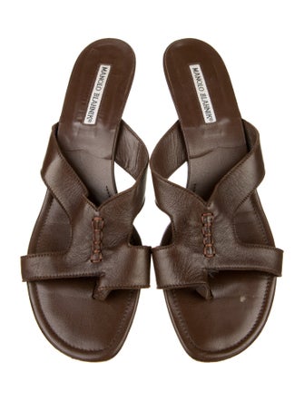 Manolo Blahnik Leather Slides