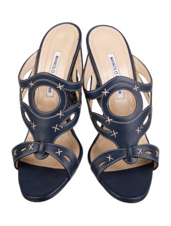 Manolo Blahnik Leather Slides