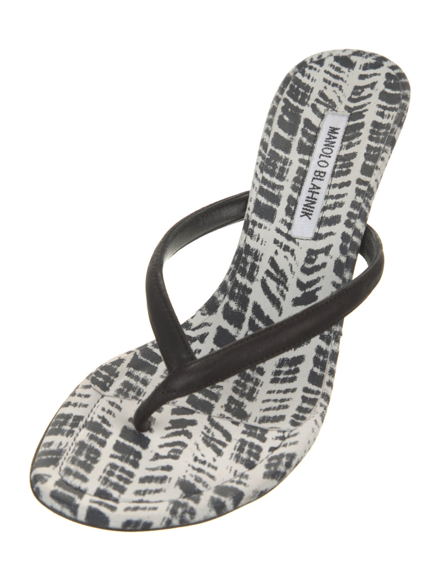 Manolo Blahnik Leather Printed Slingback Sandals