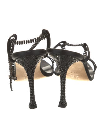 Manolo Blahnik Satin Crystal Embellishments Sandals
