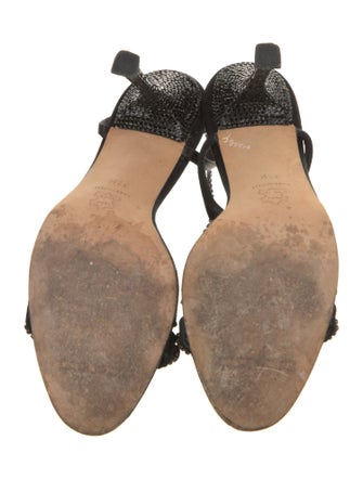 Manolo Blahnik Satin Crystal Embellishments Sandals