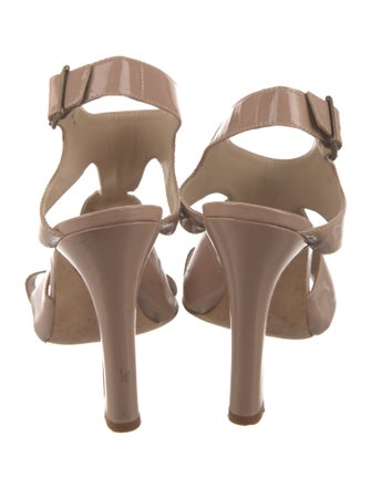 Manolo Blahnik Blush Patent Leather T-Strap Sandals