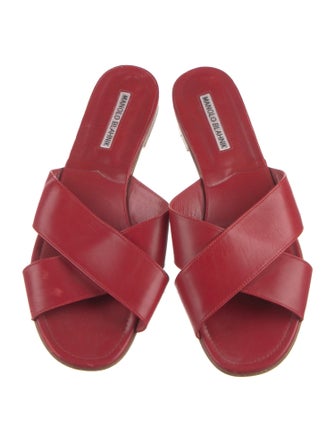 Manolo Blahnik Leather Slides