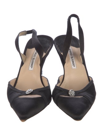 Manolo Blahnik Carolyne Canvas Slingback Pumps