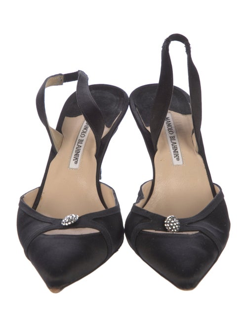 Manolo Blahnik Carolyne Canvas Slingback Pumps