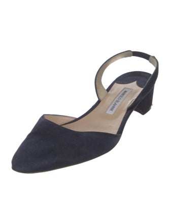 Manolo Blahnik Aspro Suede Slingback Flats