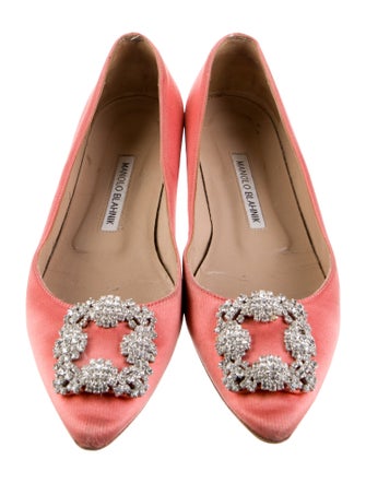 Manolo Blahnik Hangisi Satin Ballet Flats