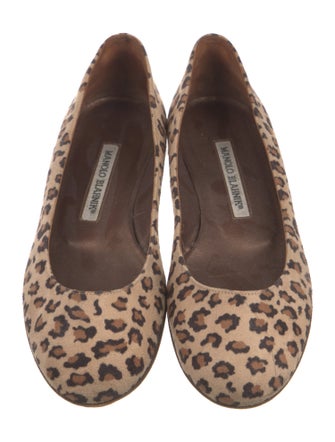 Manolo Blahnik Suede Printed Flats
