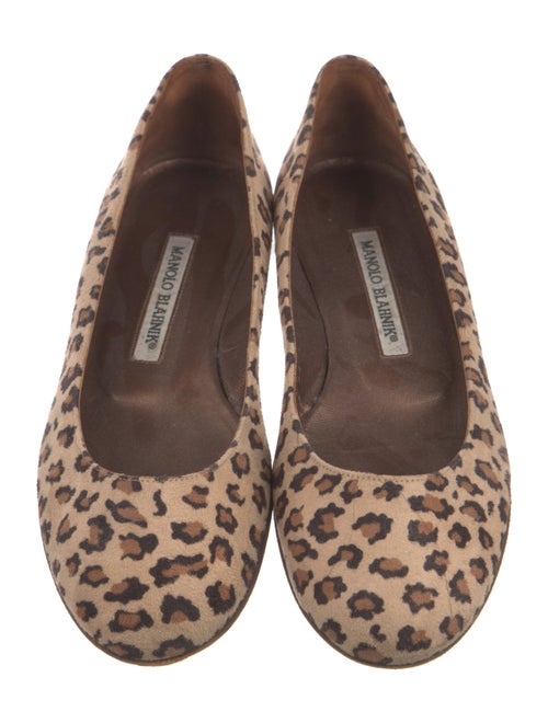 Manolo Blahnik Suede Printed Flats