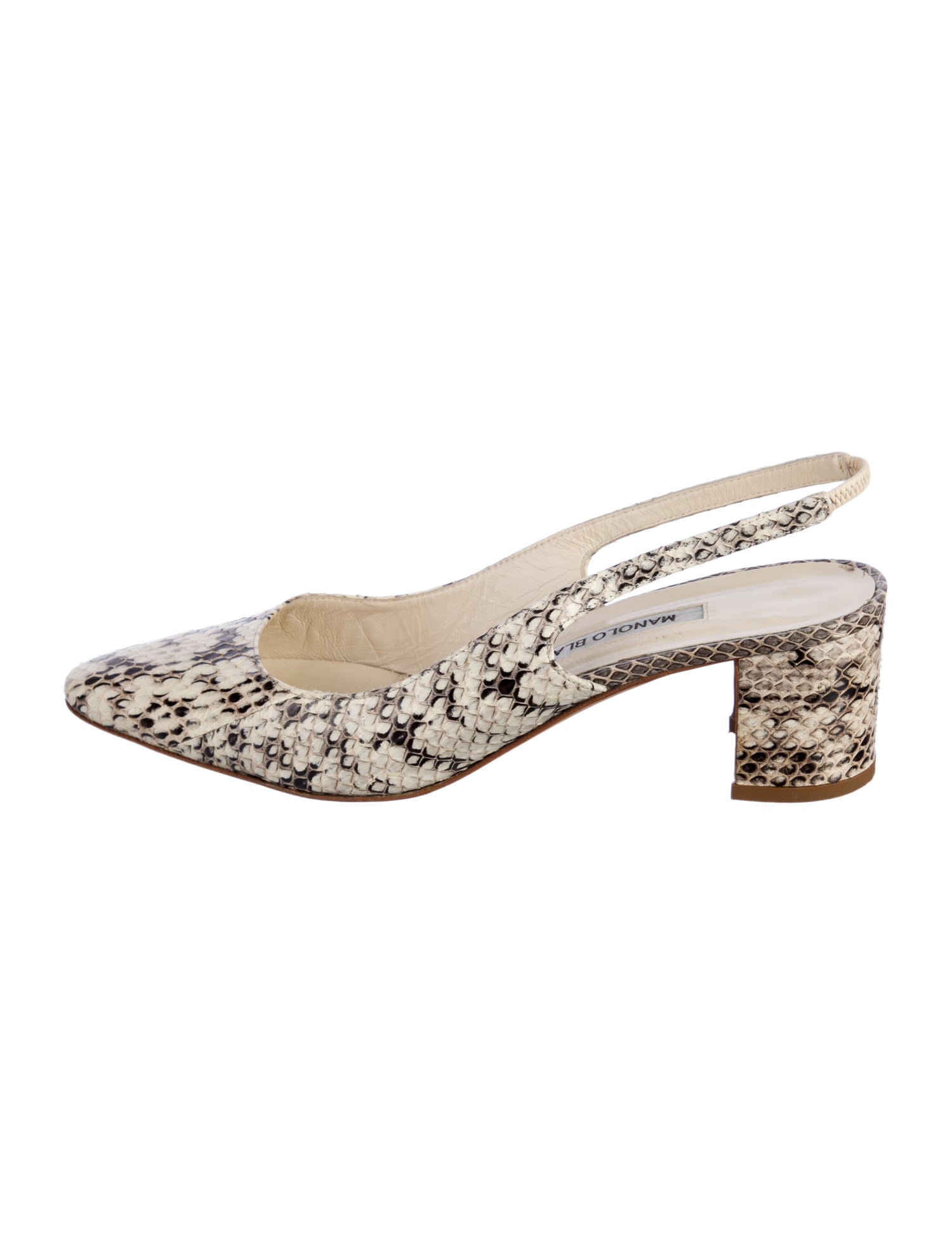 Manolo Blahnik Snakeskin Animal Print Slingback Pumps