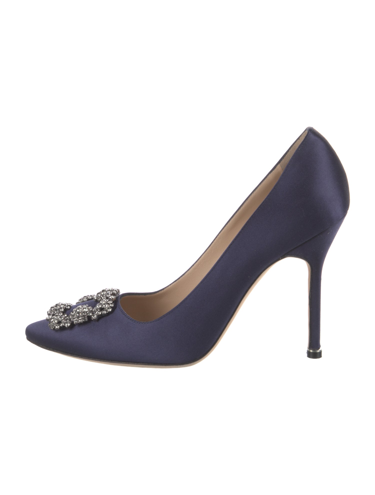 Manolo Blahnik Satin Crystal Embellishments Pumps