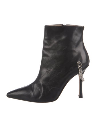 Manolo Blahnik Leather Chain-Link Accents Boots