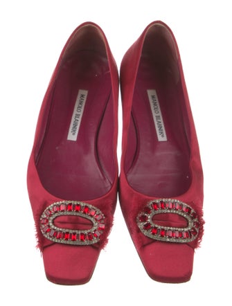 Manolo Blahnik Hangisi Satin Ballet Flats