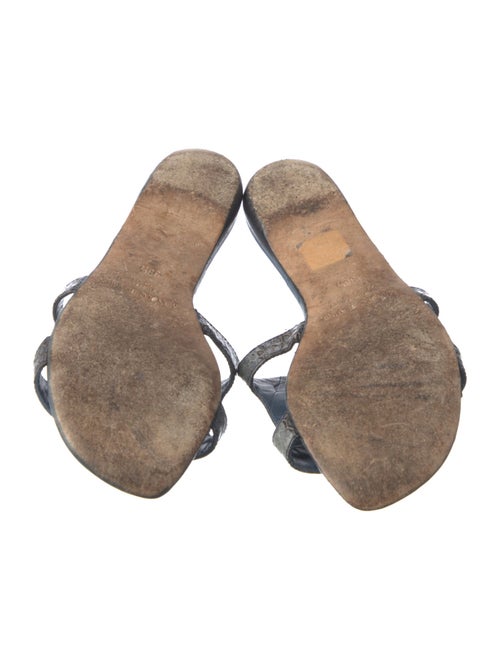 Manolo Blahnik Embossed Leather Animal Print Slides