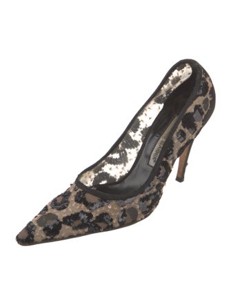 Manolo Blahnik Mesh Sequin Embellishments Pumps
