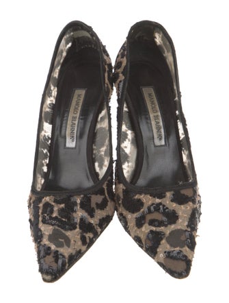 Manolo Blahnik Mesh Sequin Embellishments Pumps