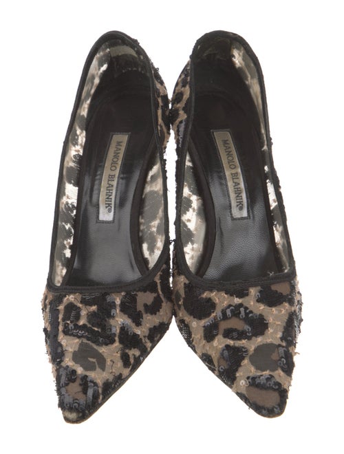 Manolo Blahnik Mesh Sequin Embellishments Pumps