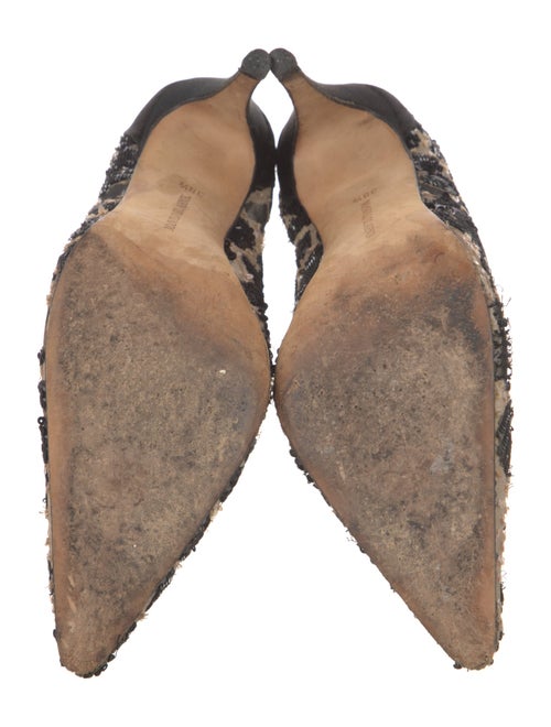 Manolo Blahnik Mesh Sequin Embellishments Pumps
