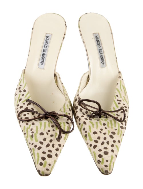 Manolo Blahnik Canvas Printed Mules