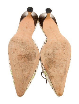 Manolo Blahnik Canvas Printed Mules