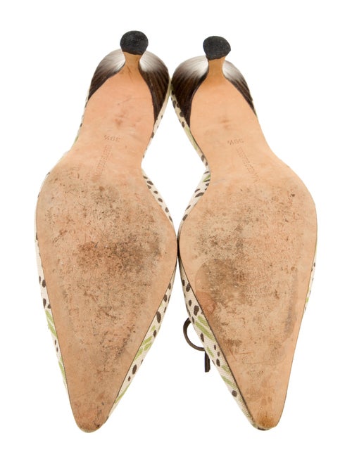 Manolo Blahnik Canvas Printed Mules