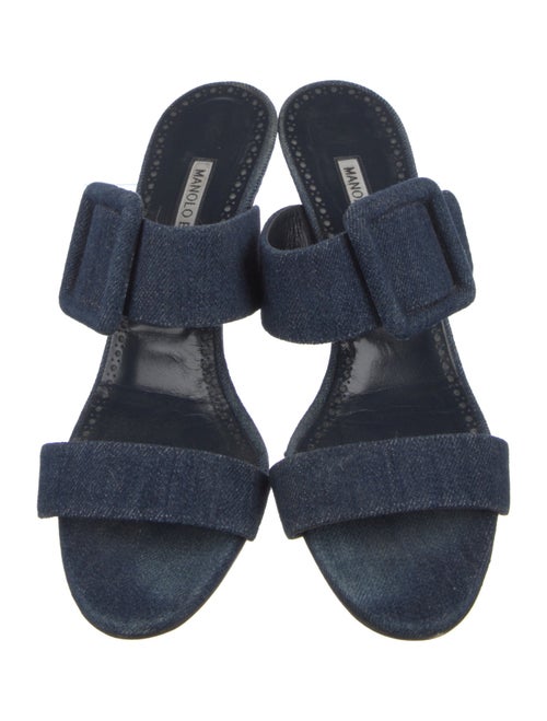 Manolo Blahnik Denim Slides