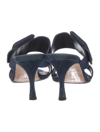 Manolo Blahnik Denim Slides