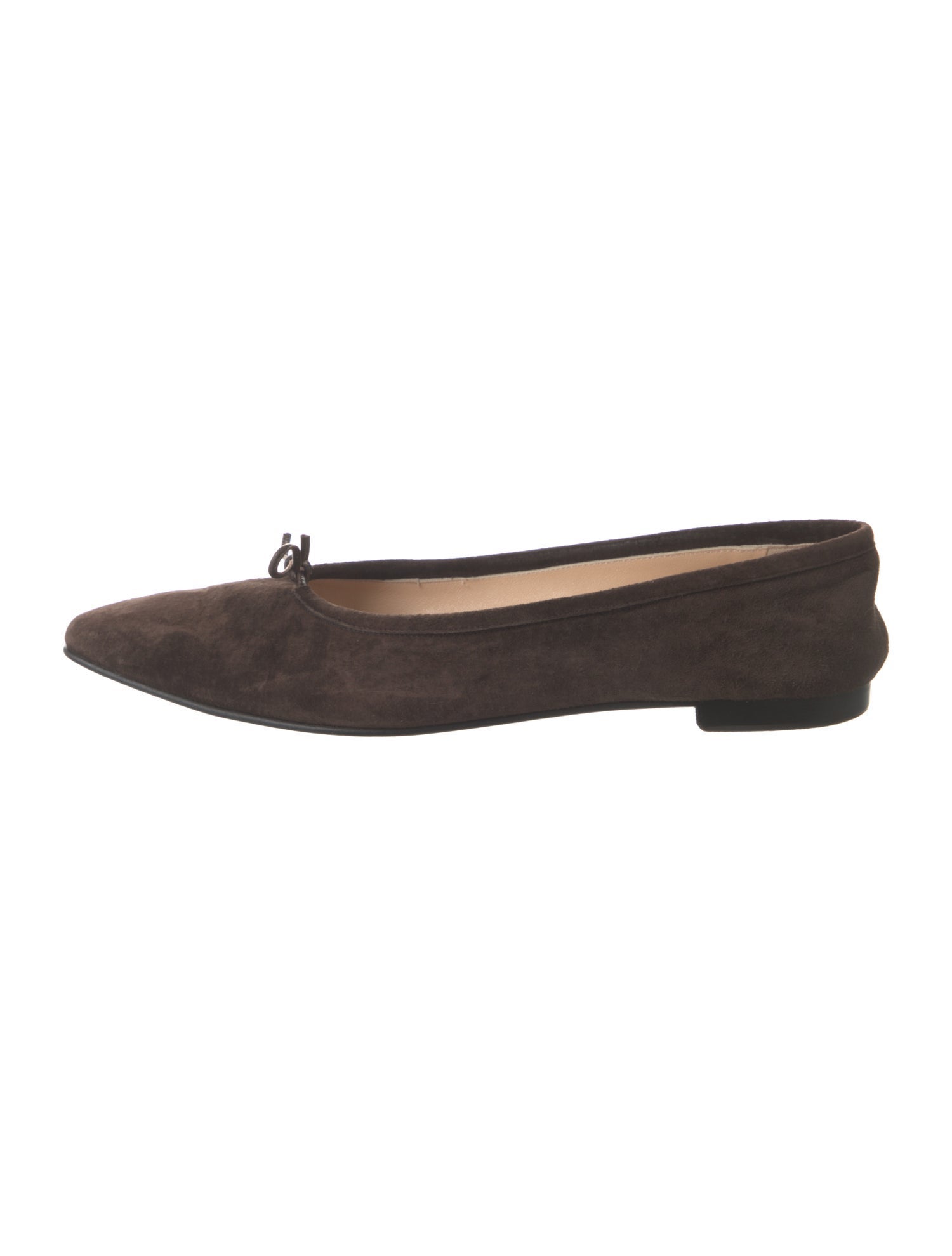 Manolo Blahnik Suede Bow Accents Ballet Flats