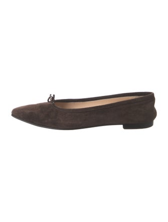 Manolo Blahnik Suede Bow Accents Ballet Flats