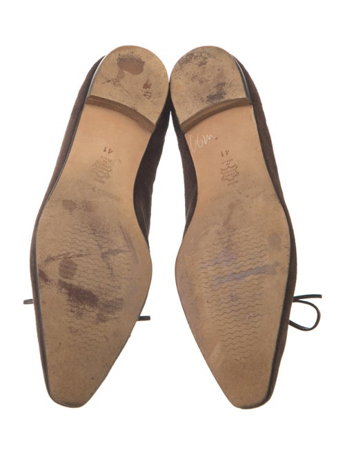 Manolo Blahnik Suede Bow Accents Ballet Flats