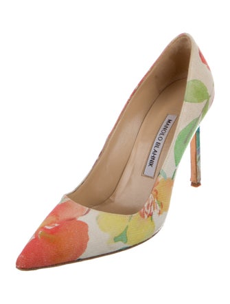Manolo Blahnik Canvas Floral Print Pumps